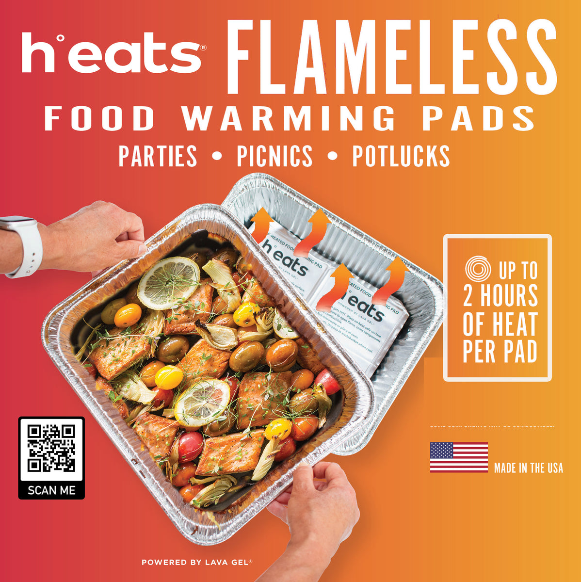 Heats Self Heating Food Warming Pads - Made in USA
