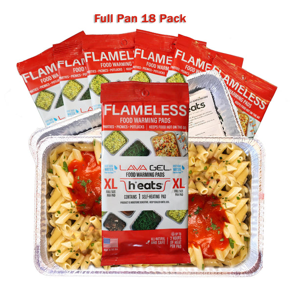 Full-pan self-heating food warming pads - 18 pack