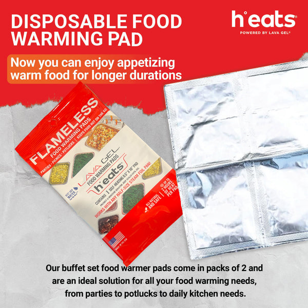 Half-pan self-heating food warming pads - 2 pack